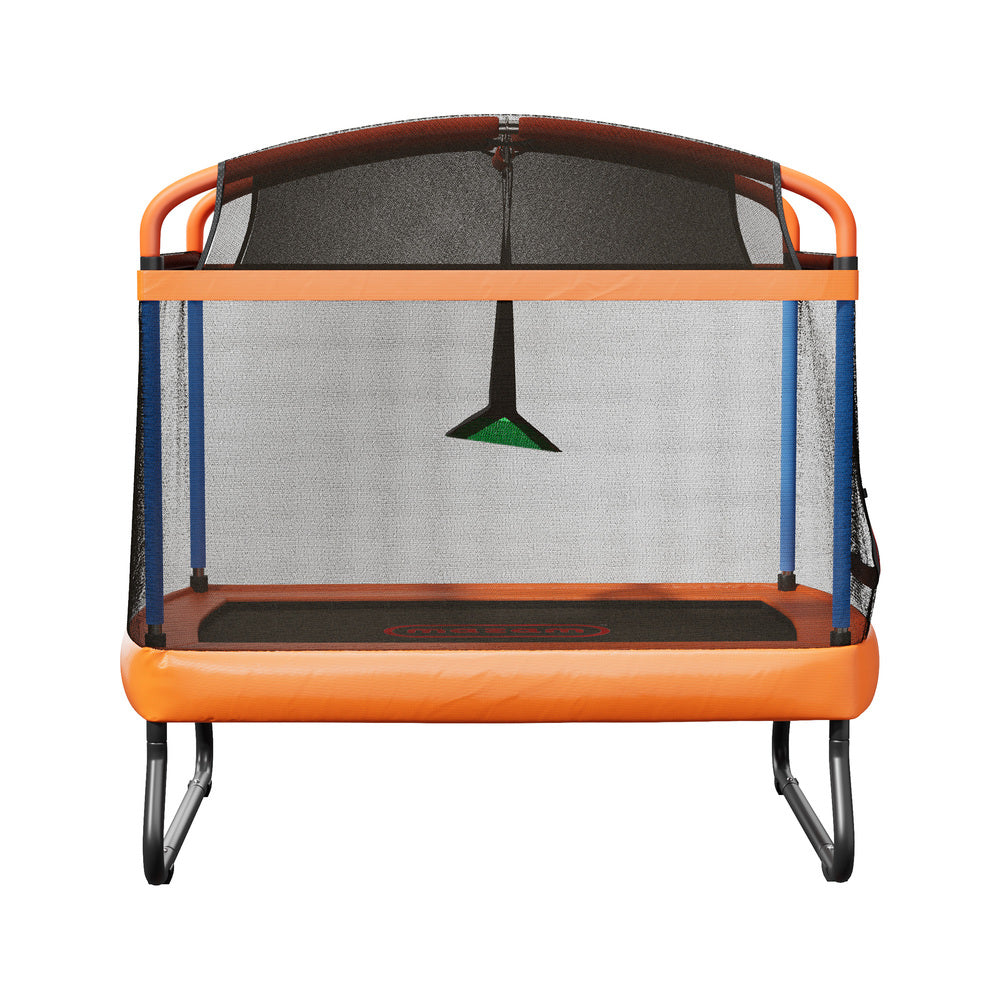 6ft Kids Trampoline With Swing Bar And Rectangular Safety Enclosure