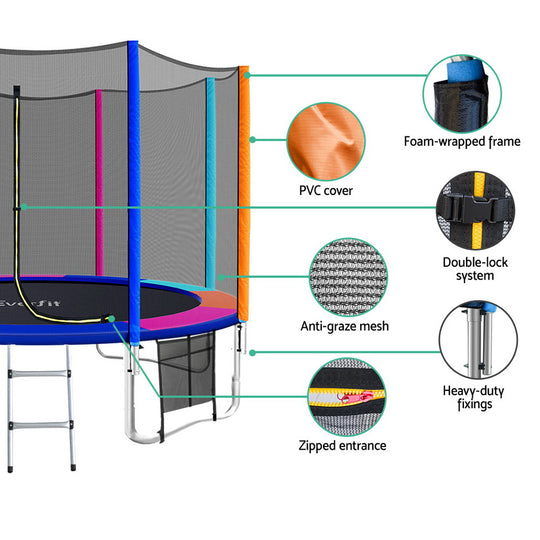 12Ft Trampoline For Kids With Ladder Enclosure Safety Net