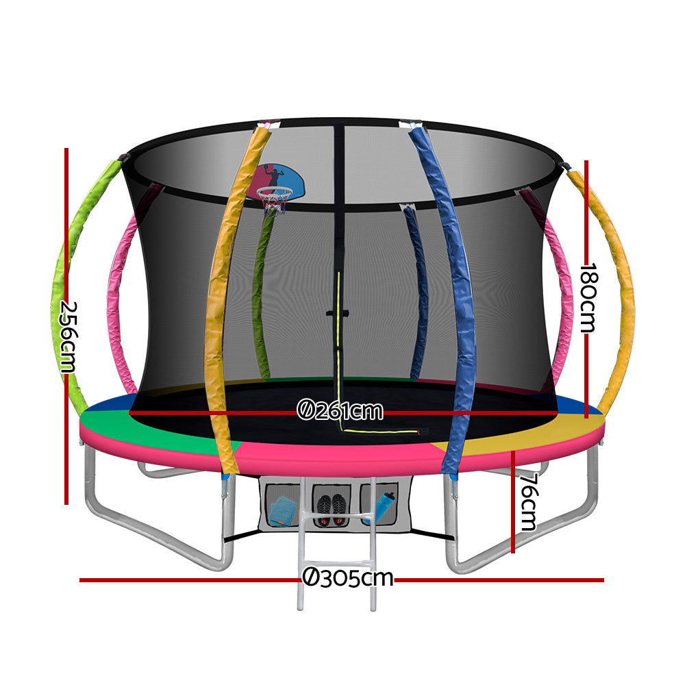 10Ft Trampoline For Kids W/ Ladder Enclosure Safety Net Rebounder Colors