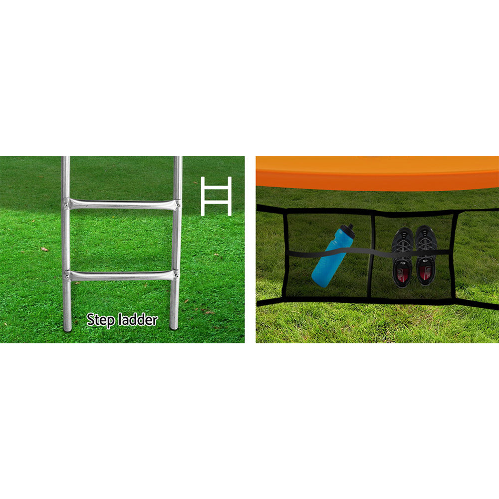 10Ft Trampoline For Kids W/ Ladder Enclosure Safety Net Rebounder Orange