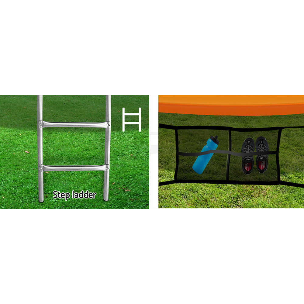 14ft Trampoline Kids Trampoline Rebounder w/ Ladder Basketball Hoop Orange