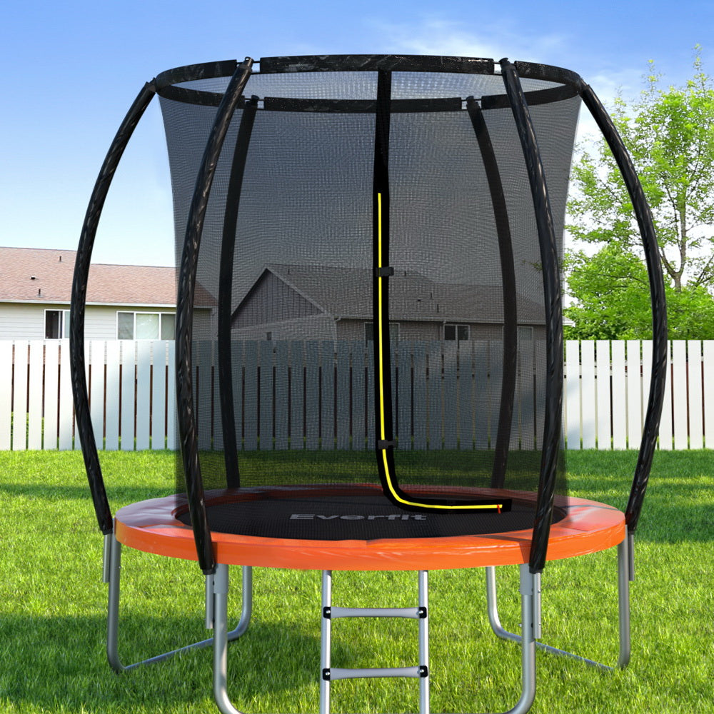 6FT Kids Trampolines Cover with Safety Net Pad in Multi-colored/Orange
