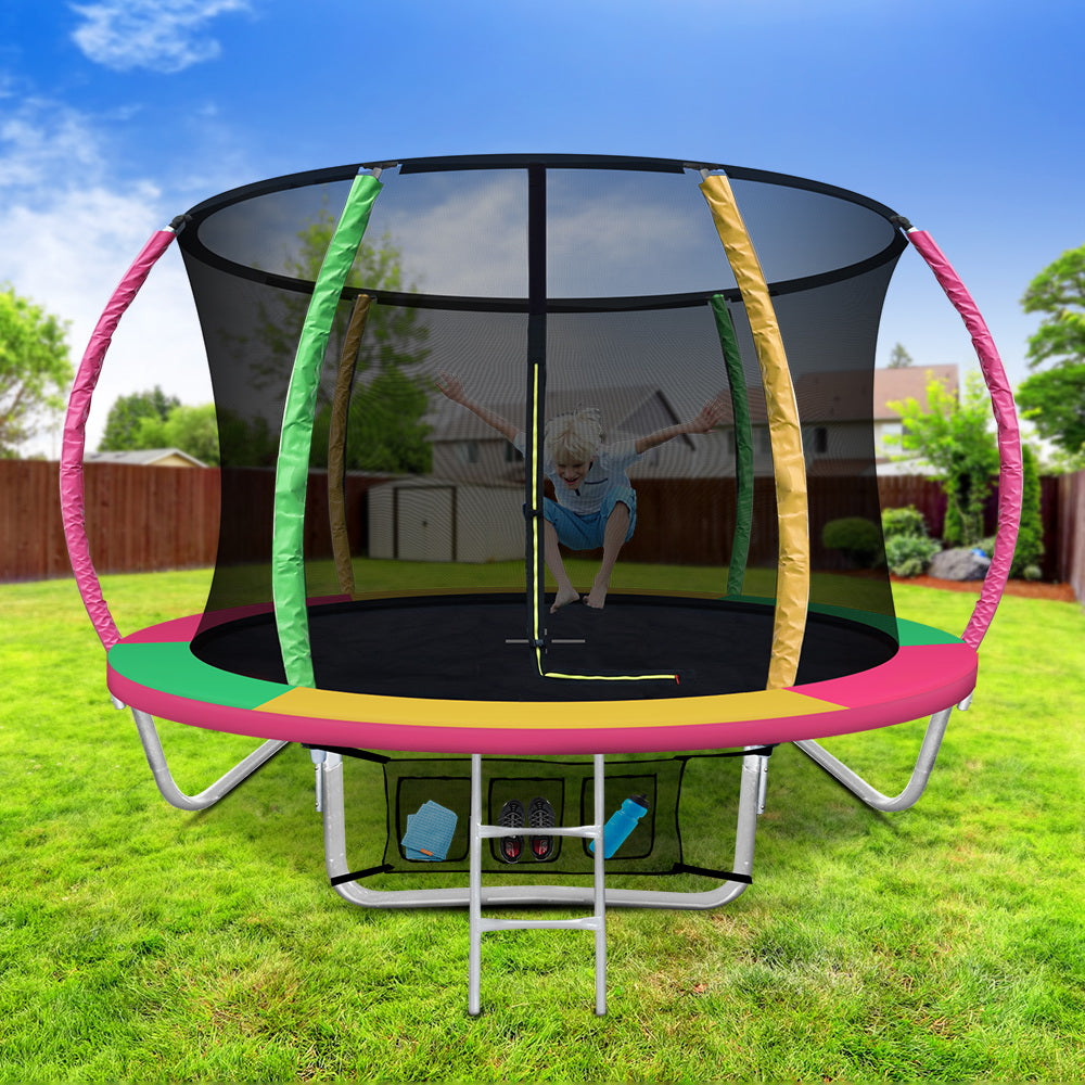 8Ft Trampoline For Kids W/ Ladder Enclosure Safety Net Rebounder Colors