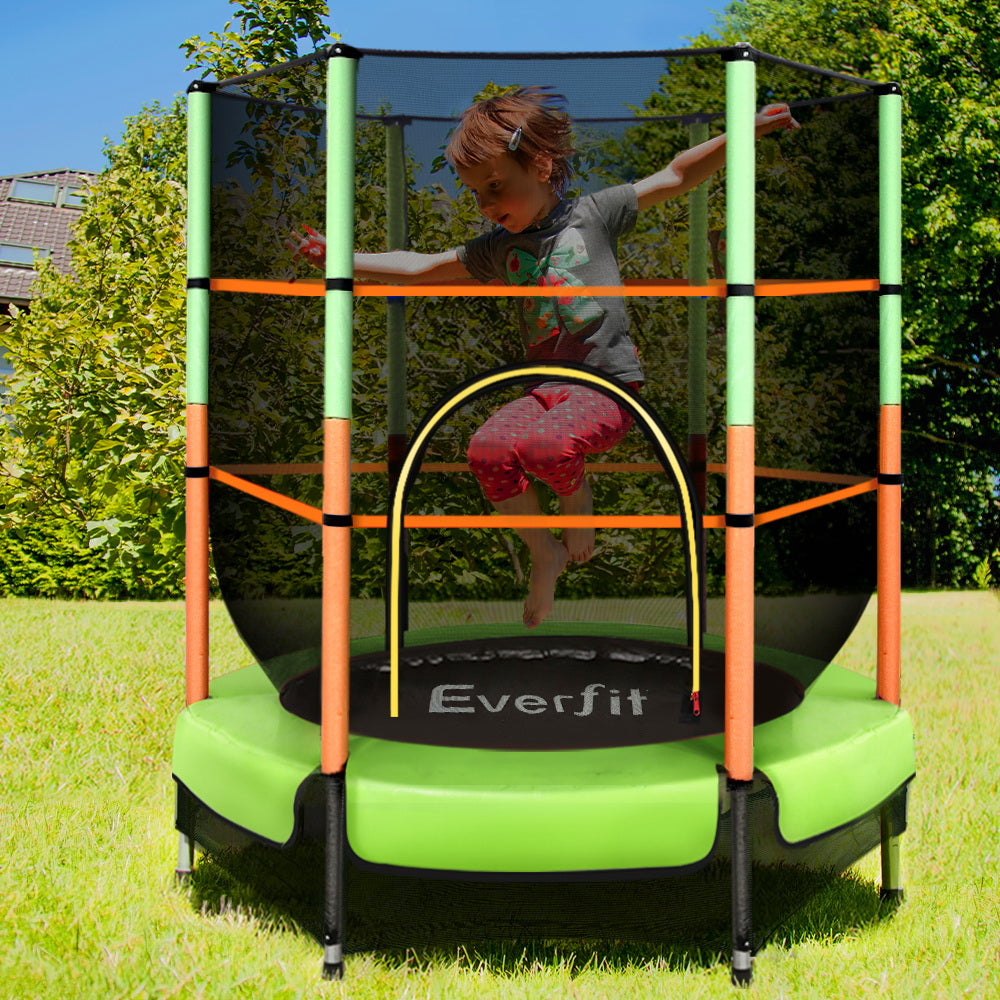 4.5FT Kids Trampoline with Safety Net - Green