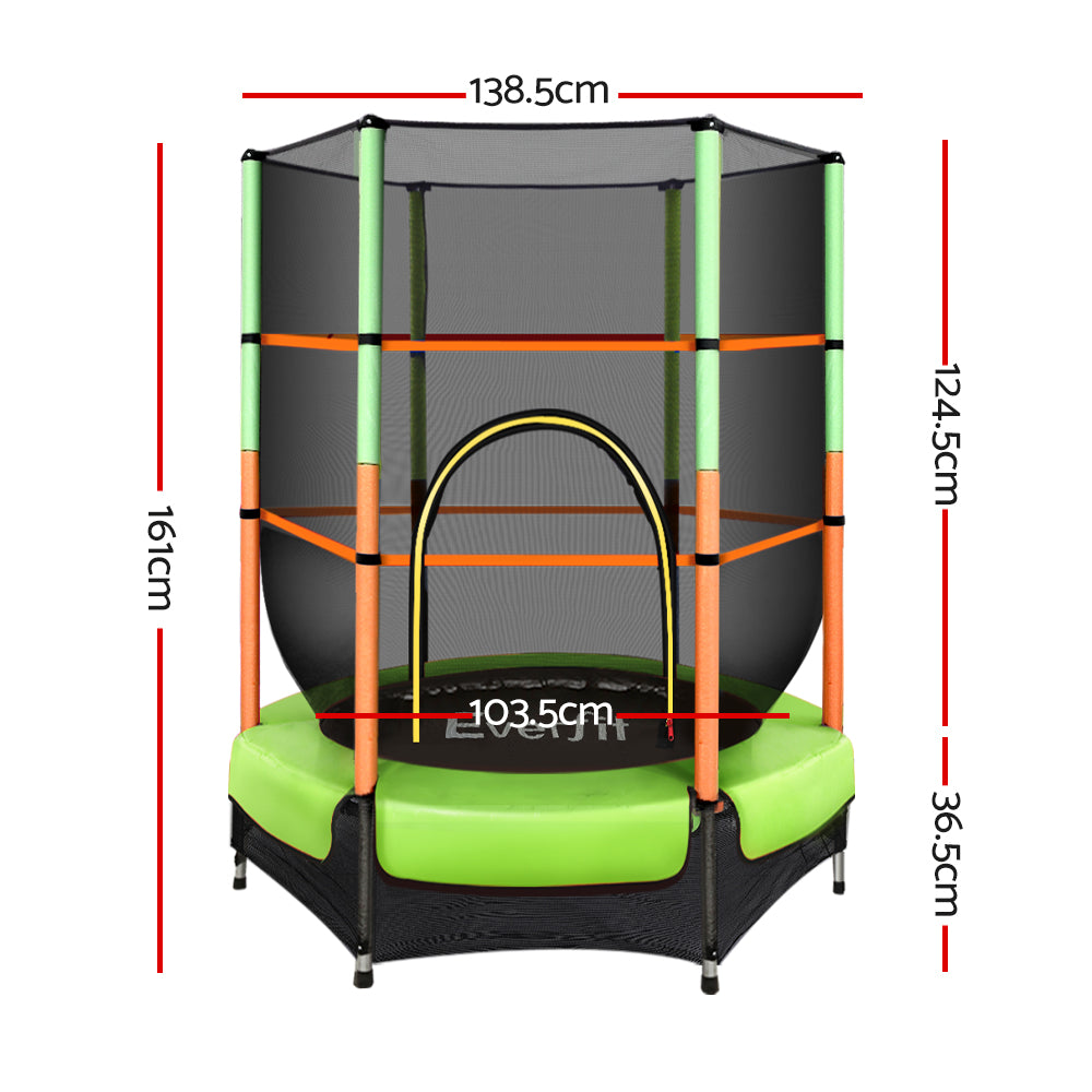 4.5FT Kids Trampoline with Safety Net - Green