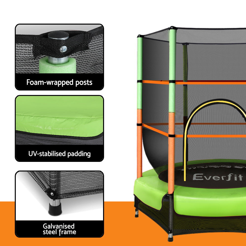 4.5FT Kids Trampoline with Safety Net - Green