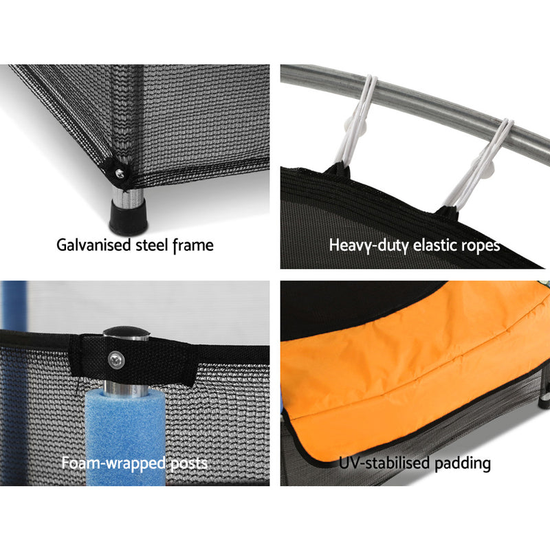 4.5FT Trampoline for Kids Trampoline w/ Enclosure Safety Net Rebounder Gift Orange - Round Padding Outdoor Indoor