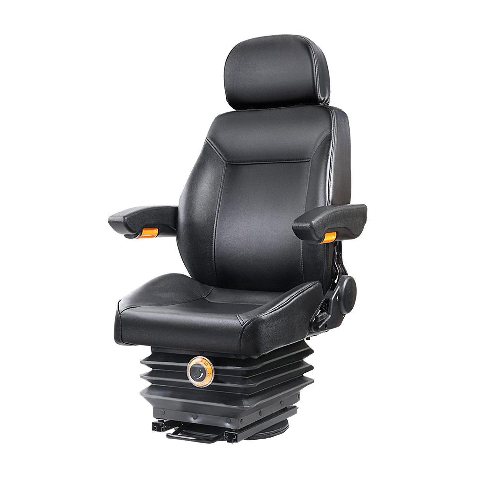Tractor Seat Forklift Excavator Truck Backrest Chair Pu Leather | Giantz Adjustbale Suspension Black