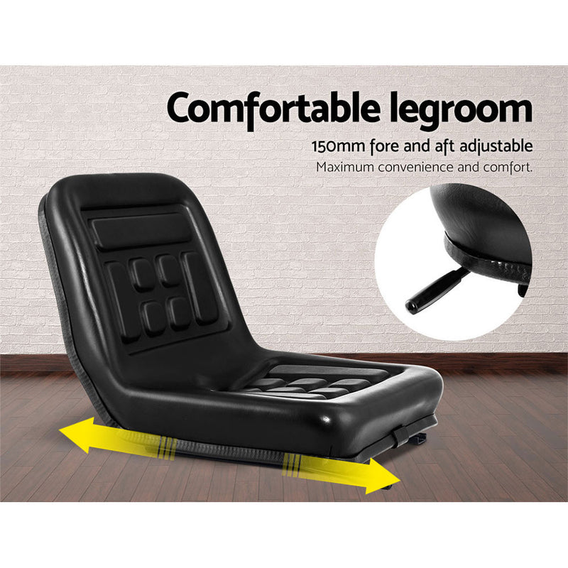 Tractor Seat Forklift Excavator Suspension Truck Chair Pu Leather - Giantz Armrest Bulldozer Universal