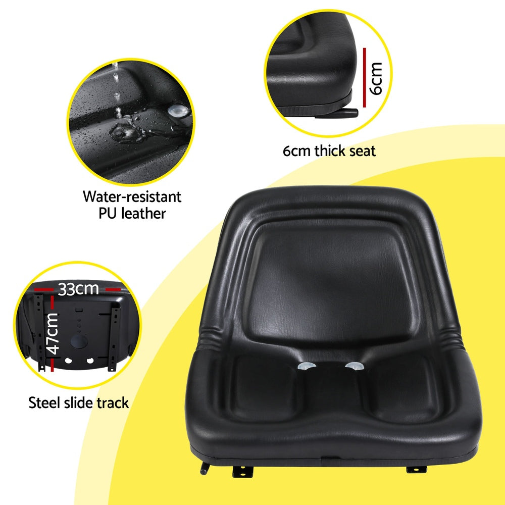 Forklift Chair - Tractor Seat with Backrest - PU Leather Universal