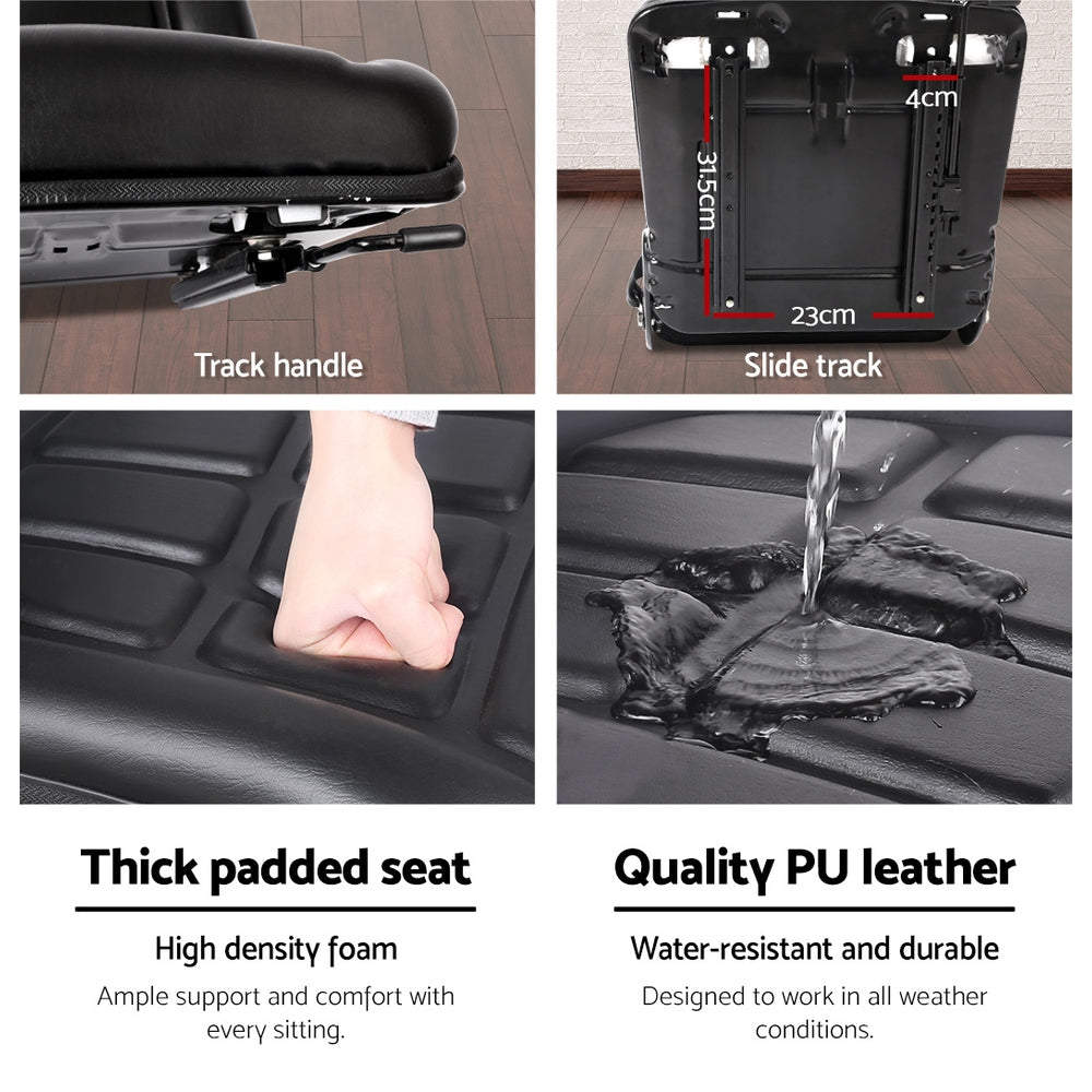 Leather finish - Forklift Seat Tractor Excavator Truck Bobcat Leather Backrest
