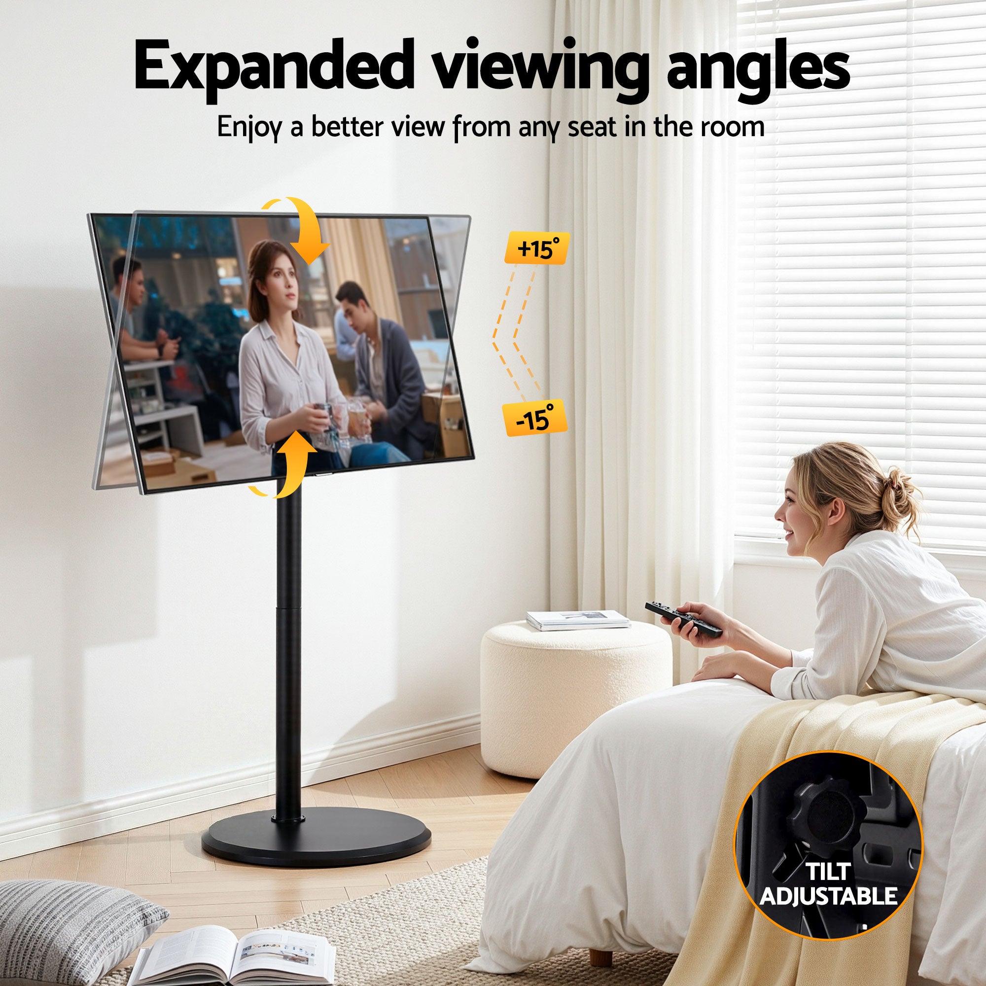 32-55 Inch Mobile TV Stand with Wheels Adjustable Height Tilt Floor Mount