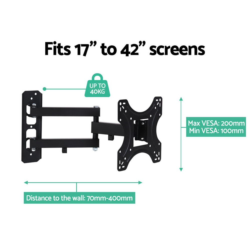 Strong-Arm Full Motion TV Wall Mount 17"-42" Adjustable Bracket