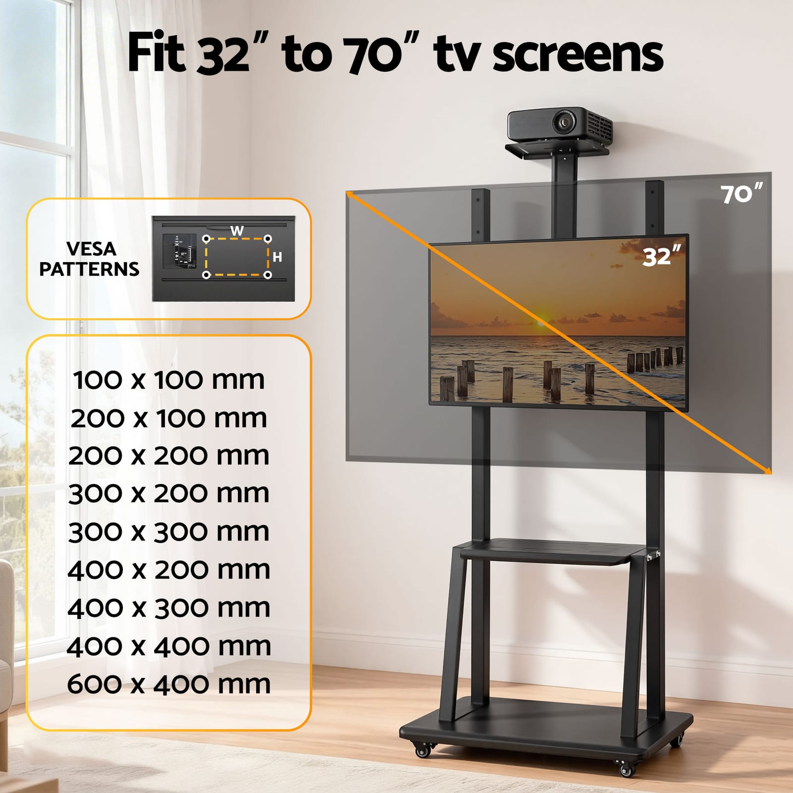Mobile TV Stand Adjustable king