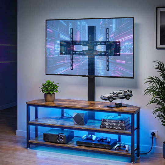 Corner TV Stand 32-70" RGB LED Power Outlet - TV Units