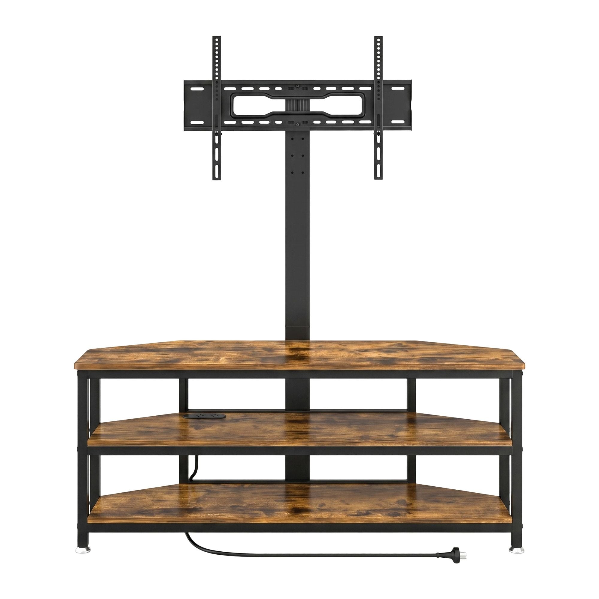 Corner TV Stand 32-70" RGB LED Power Outlet | Simpledeals