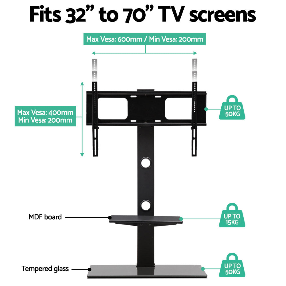 TV Stand Mount Bracket 32–70 Inch with Storage Shelves