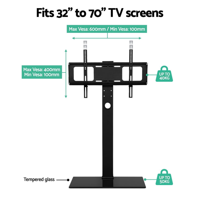 TV Units - Tv Stand Mount Bracket (32"-70") Glass Storage Floor Shelf