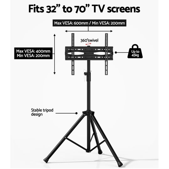 TV Stand Mount Bracket 32-70 Inch Tripod Floor Shelf Stand