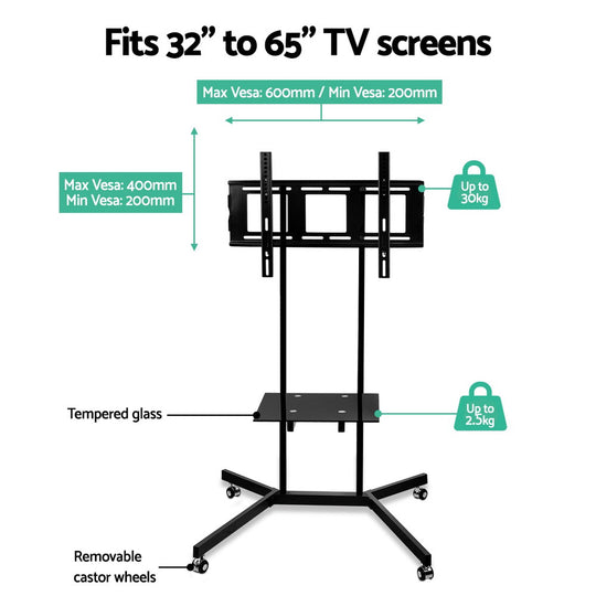 Mobile Tv Stand (32"-65") Mount Bracket Portable Trolley Cart - TV Units