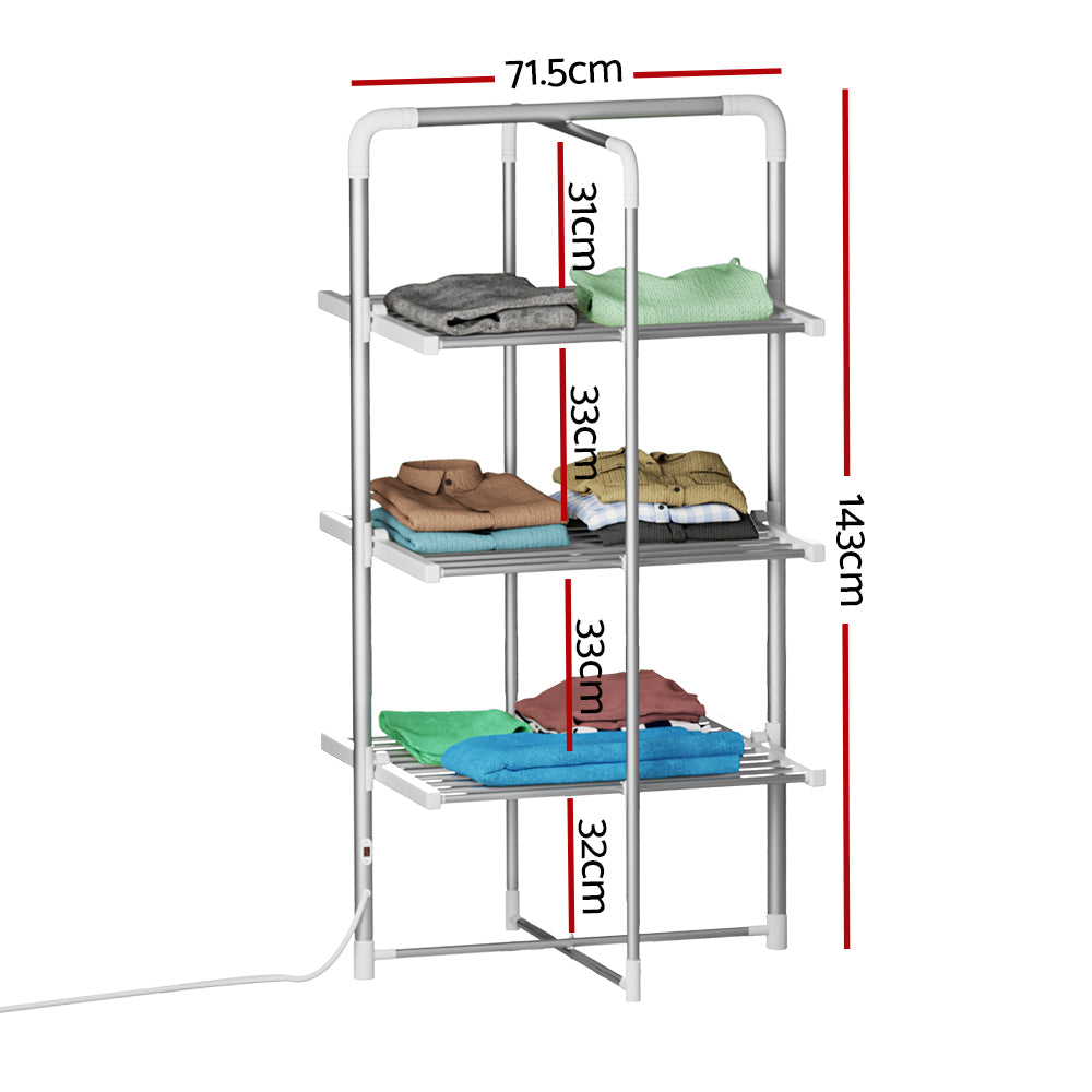 Electric Heated Towel Rail Rack 30 Bars Foldable Clothes Dry Warmer, Drying Racks & Hangers