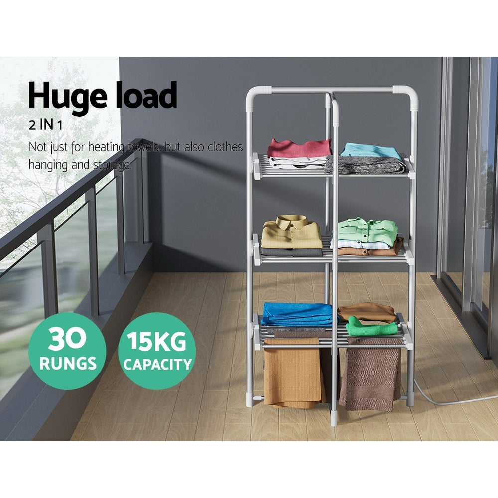 Drying Racks & Hangers - Electric Heated Towel Rail Rack 30 Bars Foldable Clothes Dry Warmer