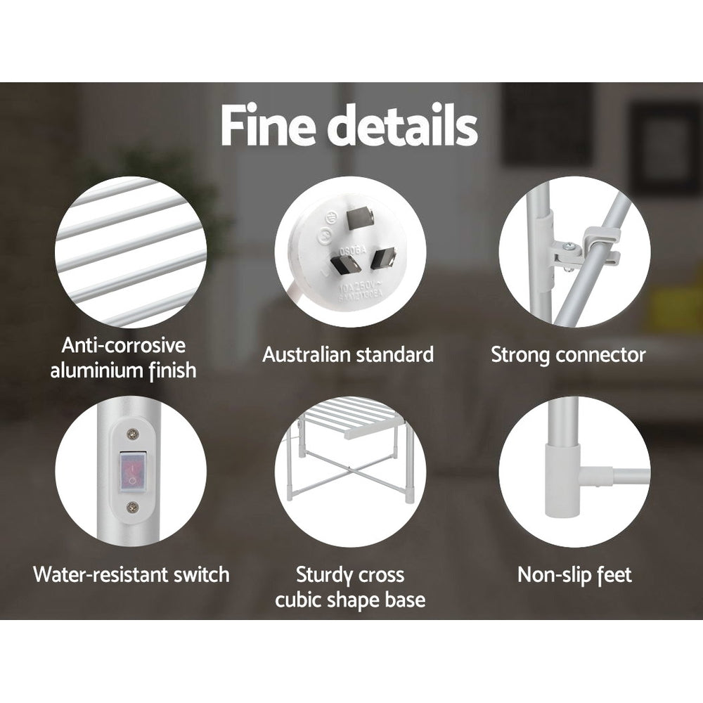 Airer Dryer - Electric Heated Towel Rail Rack 30 Bars Foldable Clothes Dry Warmer