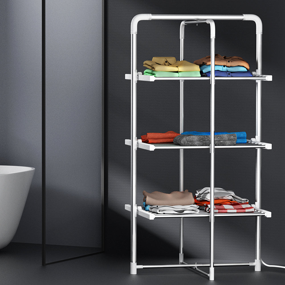 Electric Heated Towel Rail Rack 30 Bars Foldable Clothes Dry Warmer | Drying Racks & Hangers