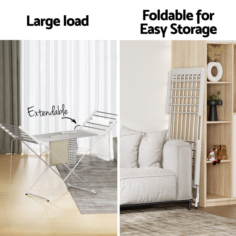Drying Racks & Hangers - Foldable Electric Heated Towel Rail Rack with 24H Timer - Stylish
