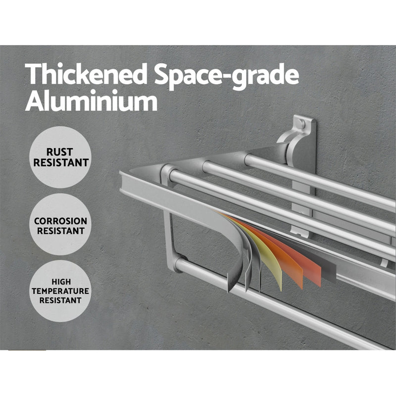 Towel Rail Rack Holder 4 Bars Wall Mounted Aluminium