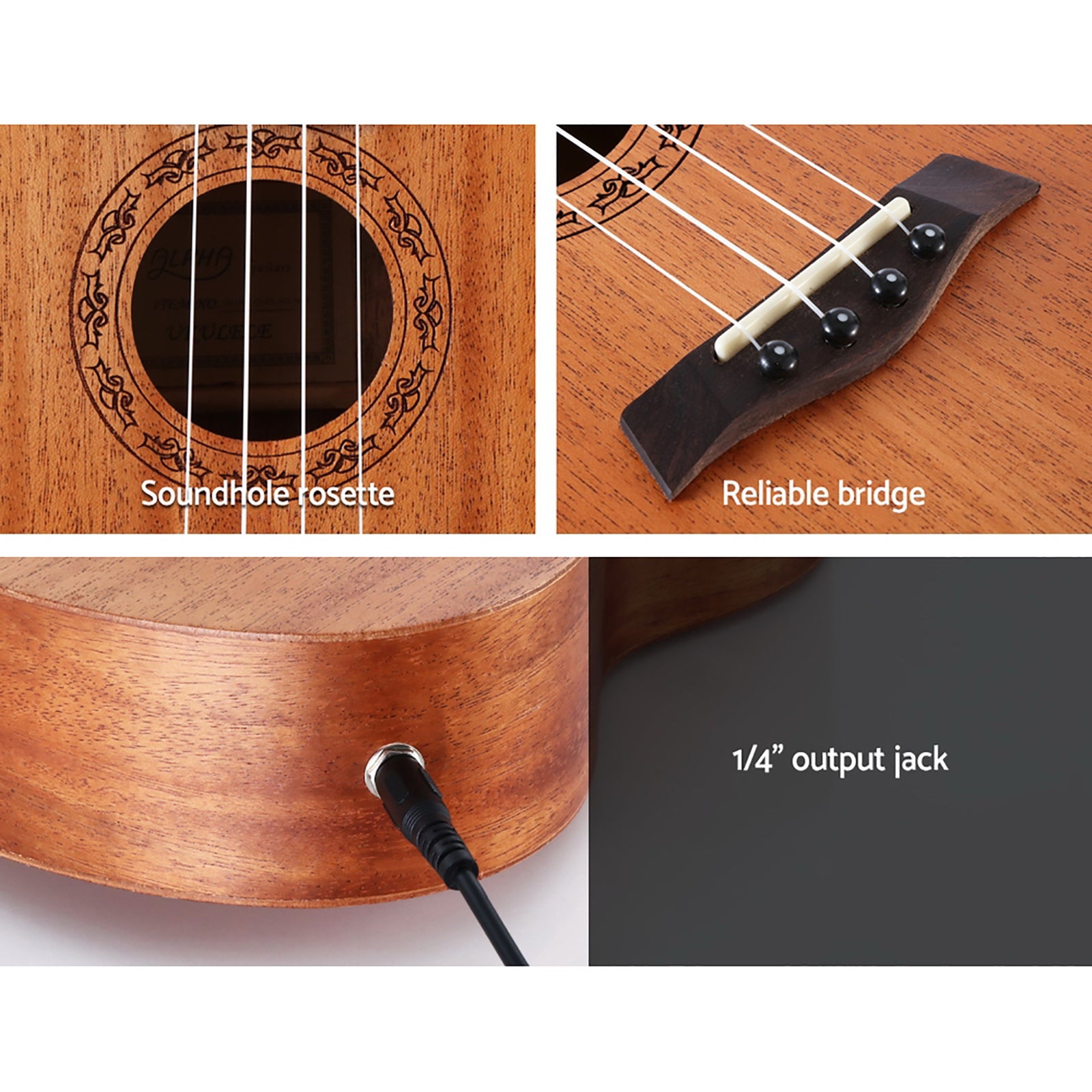 26 Inch Mahogany Tenor Ukulele Acoustic Uke with Protective Carry Bag
