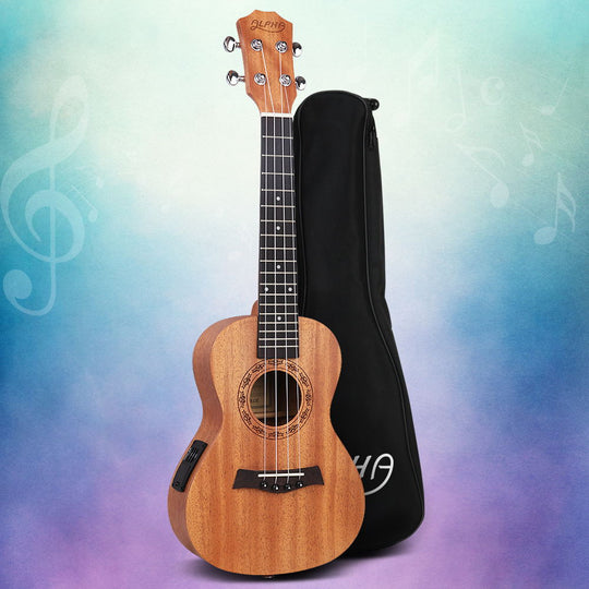 26 Inch Mahogany Tenor Ukulele Acoustic Uke with Protective Carry Bag - Alpha Electric Ukeleles Hawaii