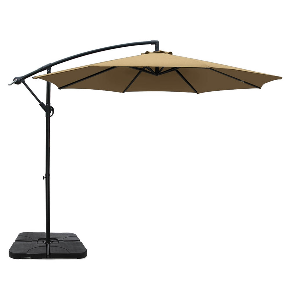 3M Umbrella W/Base Outdoor Cantilever Beach Garden Patio Parasol | Umbrellas & Sunshades - photo 6
