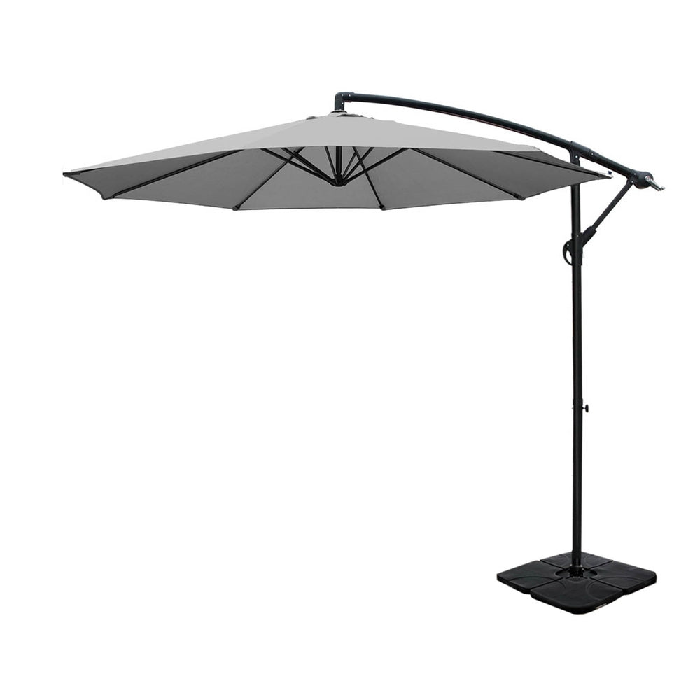 3M Umbrella W/Base Outdoor Cantilever Beach Garden Patio Parasol | Umbrellas & Sunshades - photo 26