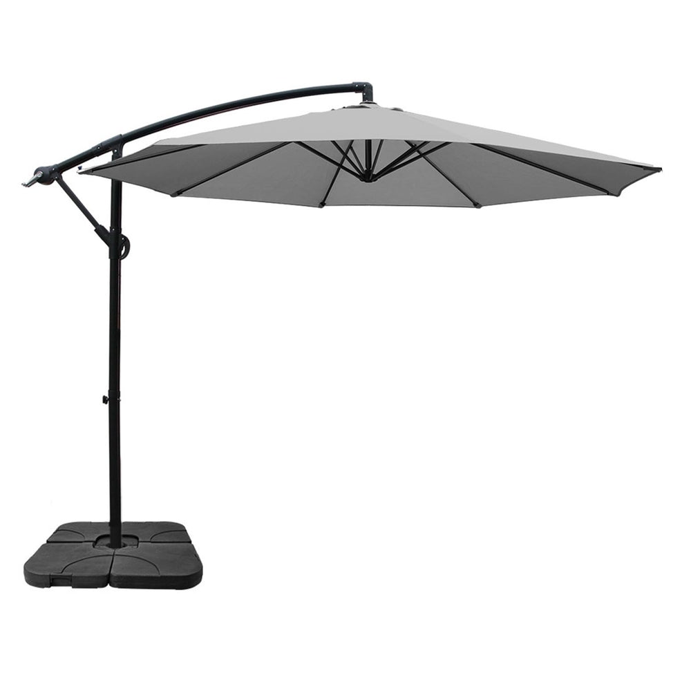 3M Umbrella W/Base Outdoor Cantilever Beach Garden Patio Parasol, Umbrellas & Sunshades - photo 27
