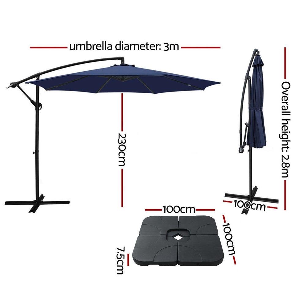 Umbrellas & Sunshades - 3M Umbrella W/Base Outdoor Cantilever Beach Garden Patio Parasol - photo 35