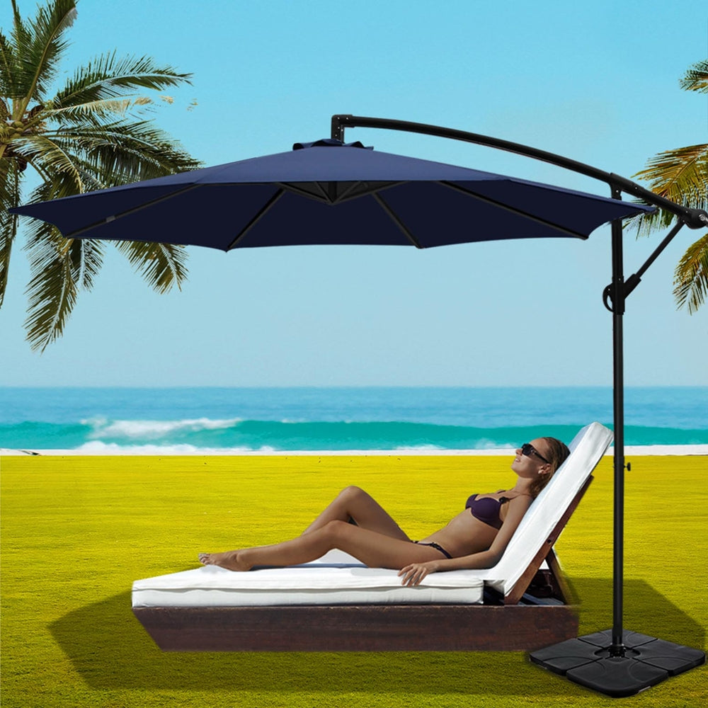 3M Umbrella W/Base Outdoor Cantilever Beach Garden Patio Parasol, Umbrellas & Sunshades - photo 32