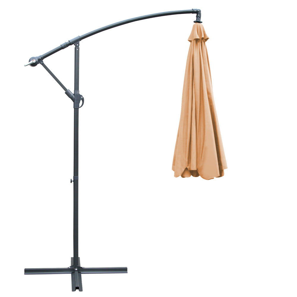 Instahut 3M Cantilevered Outdoor Umbrella - Beige, Umbrellas & Sunshades