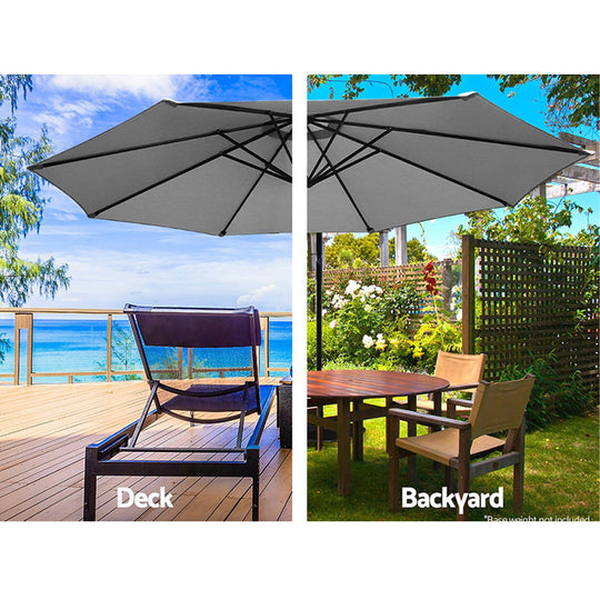 Instahut 3M Outdoor Furniture Garden Umbrella Grey - Umbrellas & Sunshades