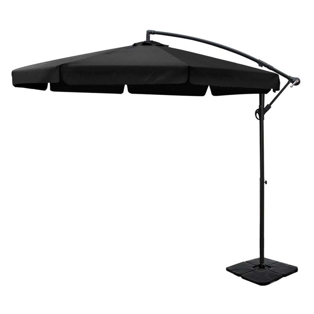 3M Outdoor Umbrella W/Base Cantilever Garden Beach Patio with Umbrellas & Sunshades