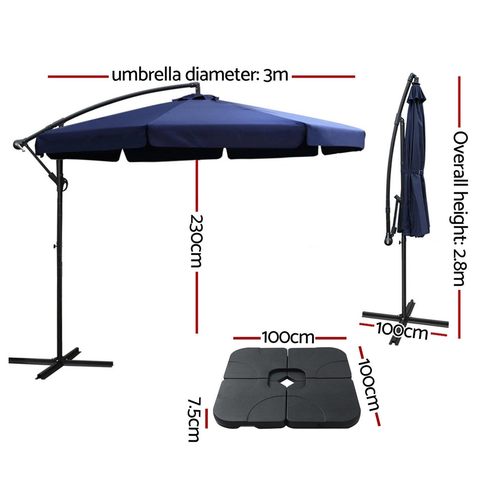 3M Outdoor Umbrella W/Base Cantilever Garden Beach Patio - Umbrellas & Sunshades - photo 14