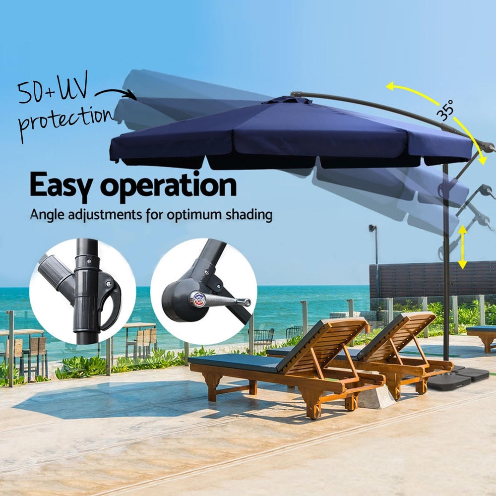 3M Outdoor Umbrella W/Base Cantilever Garden Beach Patio with Umbrellas & Sunshades - photo 8