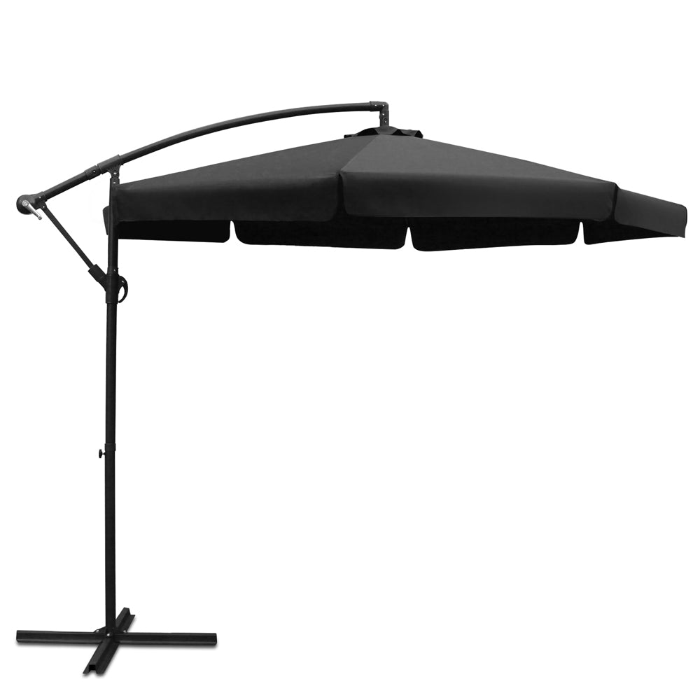 3m Cantilever Outdoor Patio Umbrella Side Post UV50+ Garden Beach Black | Umbrellas & Sunshades