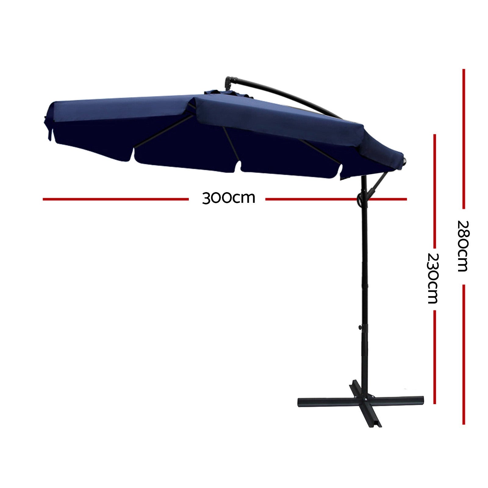 Navy colour - 3m Outdoor UmbrCantilever Garden Beach Patio Navy