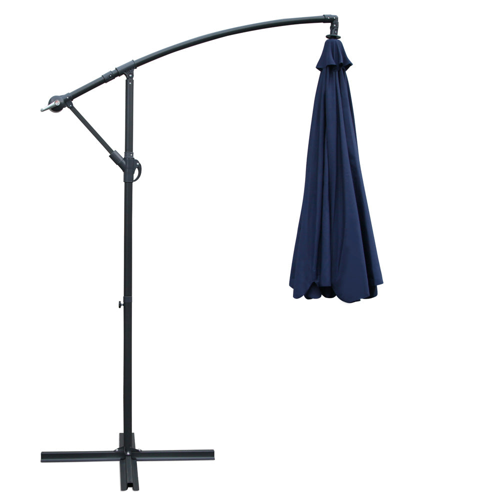 3m Outdoor UmbrCantilever Garden Beach Patio Navy | Instahut Umbrella Umb Ban