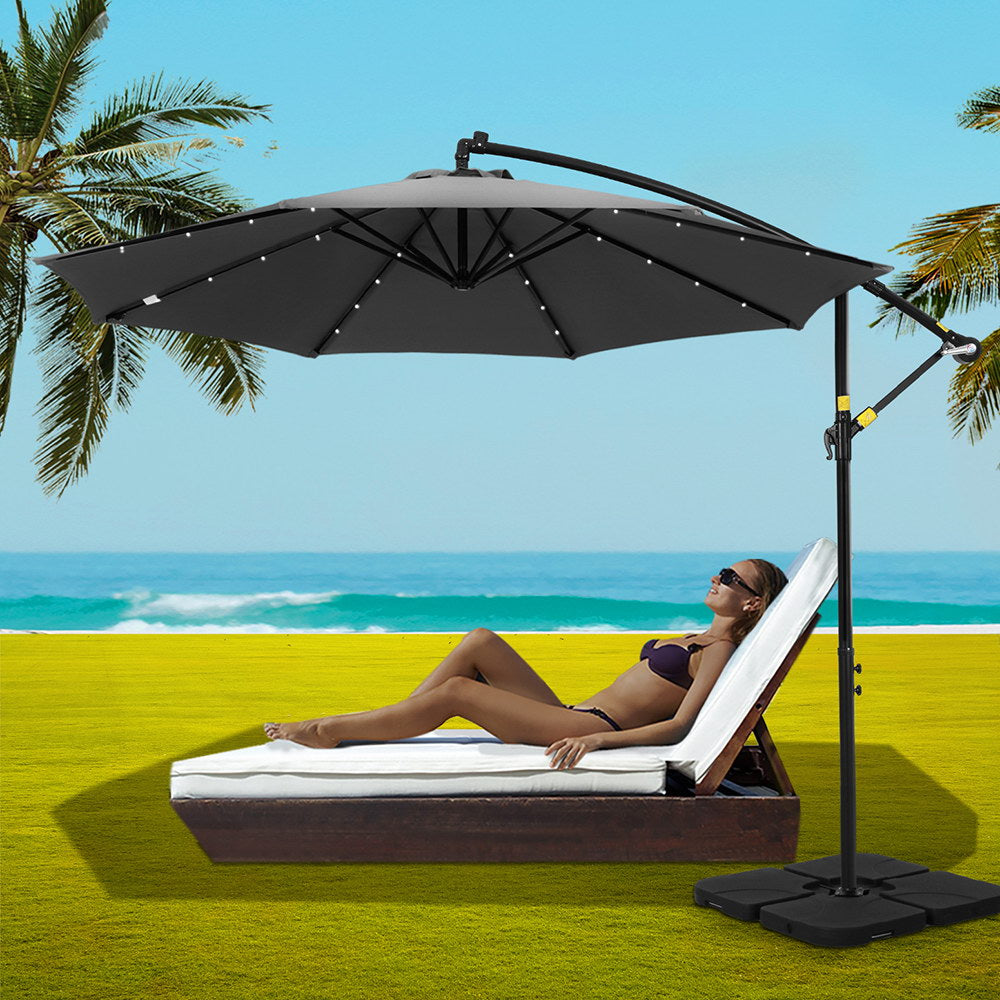 3M Outdoor Cantilever Umbrella with LED Base | Charcoal