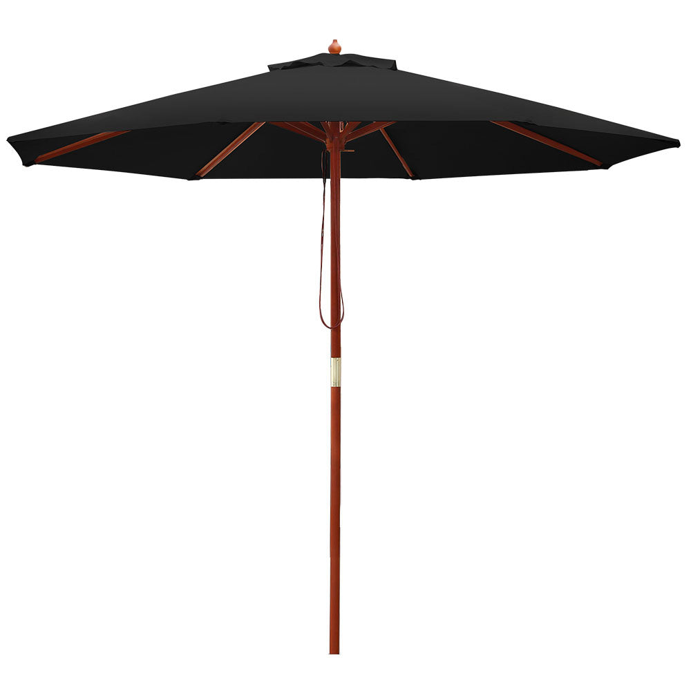 2.7M Outdoor Umbrella Pole Umbrellas Beach Garden Sun Stand Patio Black
