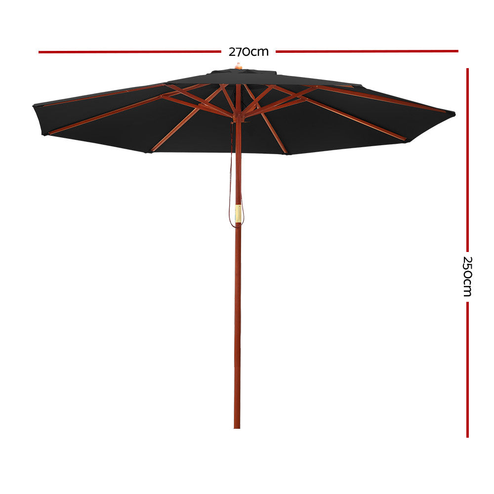 2.7M Outdoor Umbrella Pole Umbrellas Beach Garden Sun Stand Patio Black
