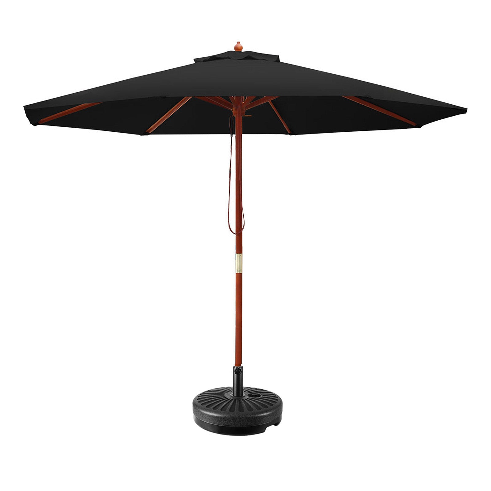 Instahut 2.7M Umbrella with Base Outdoor Pole Umbrellas Garden Stand Deck Black | Umbrellas & Sunshades