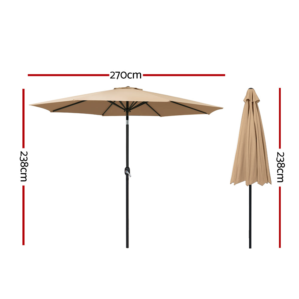 Outdoor Umbrella Umbrellas Beach Pole Garden Tilt Sun Patio Uv 2.7M | Umbrellas & Sunshades - photo 6
